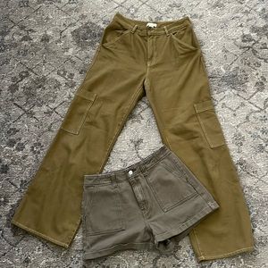 2 for 1 H&M cargo pants size 8, PacSun shorts size 29